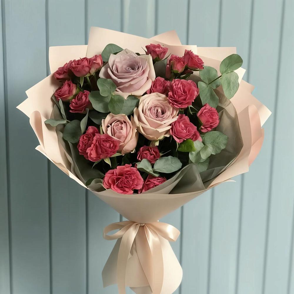 Букет цветов из: Гвоздики и Розы в Октябрьский Волгоградской области