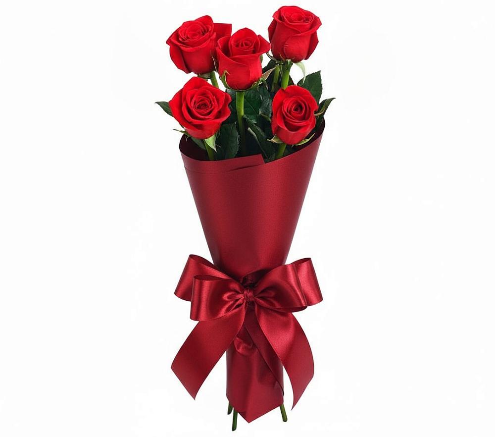 Букет 5 Красных роз Эдлесс Лав в Октябрьский Волгоградской области