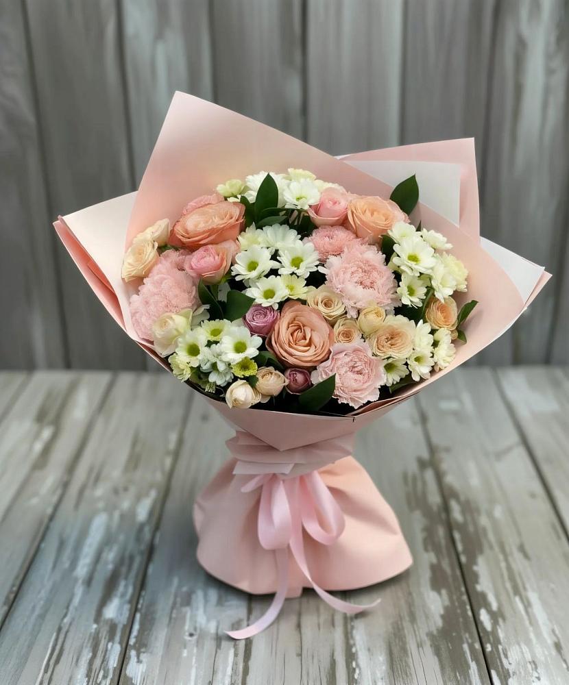 Букет цветов из: Гвоздики, Розы и Хризантемы в Октябрьский Волгоградской области