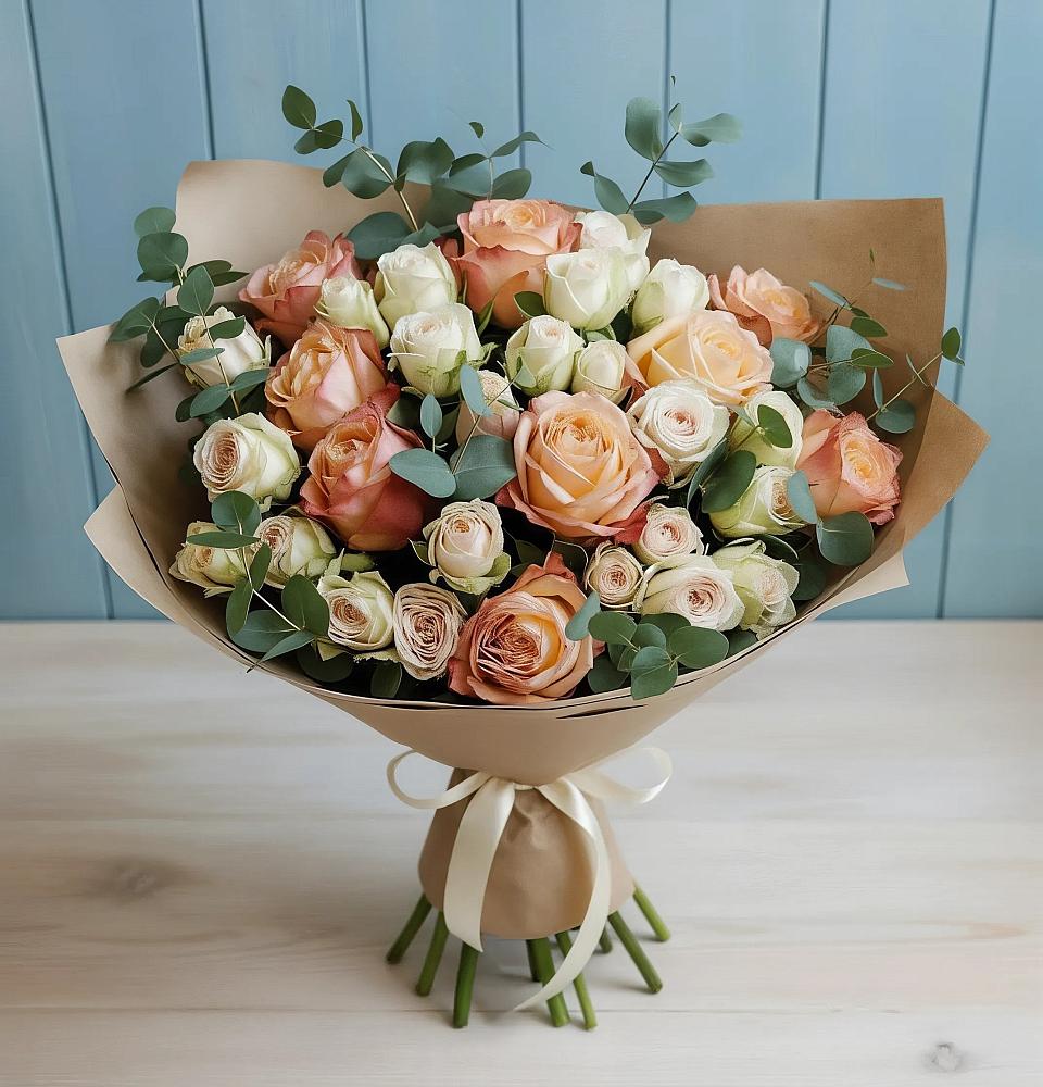 Букет цветов из: Альстромерии и Розы в Октябрьский Волгоградской области