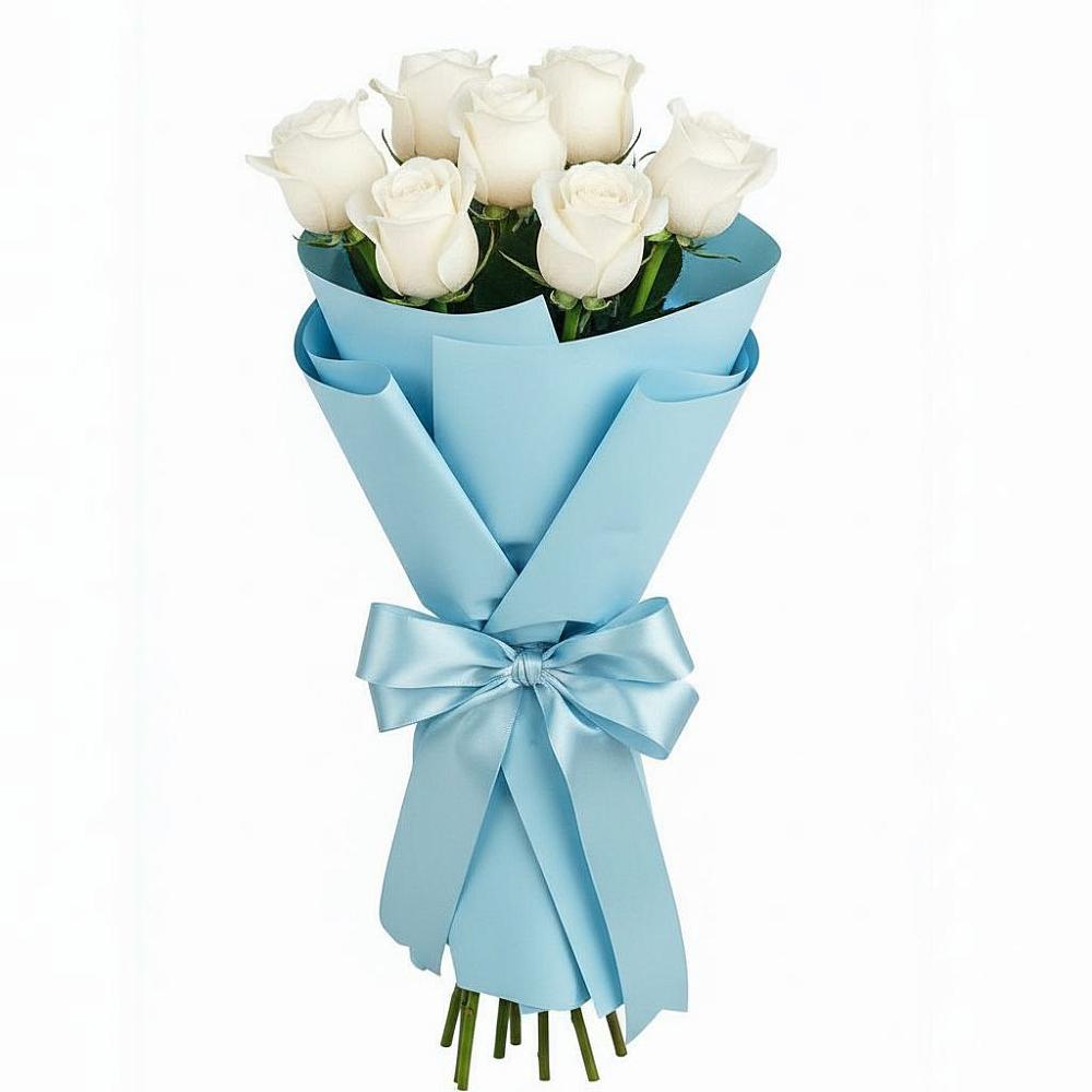 Букет 7 белых роз Проуд в Октябрьский Волгоградской области