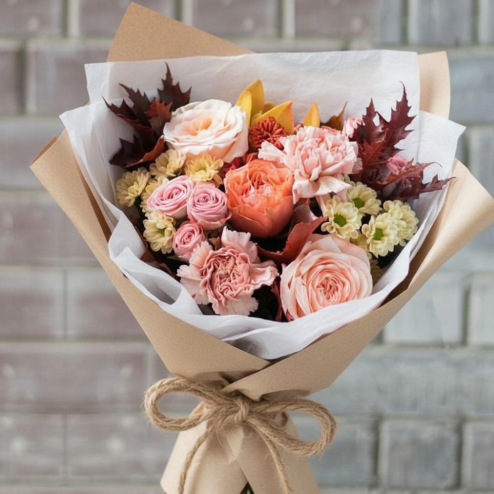 Букет цветов из: Гвоздики, Хризантемы и Розы в Октябрьский Волгоградской области