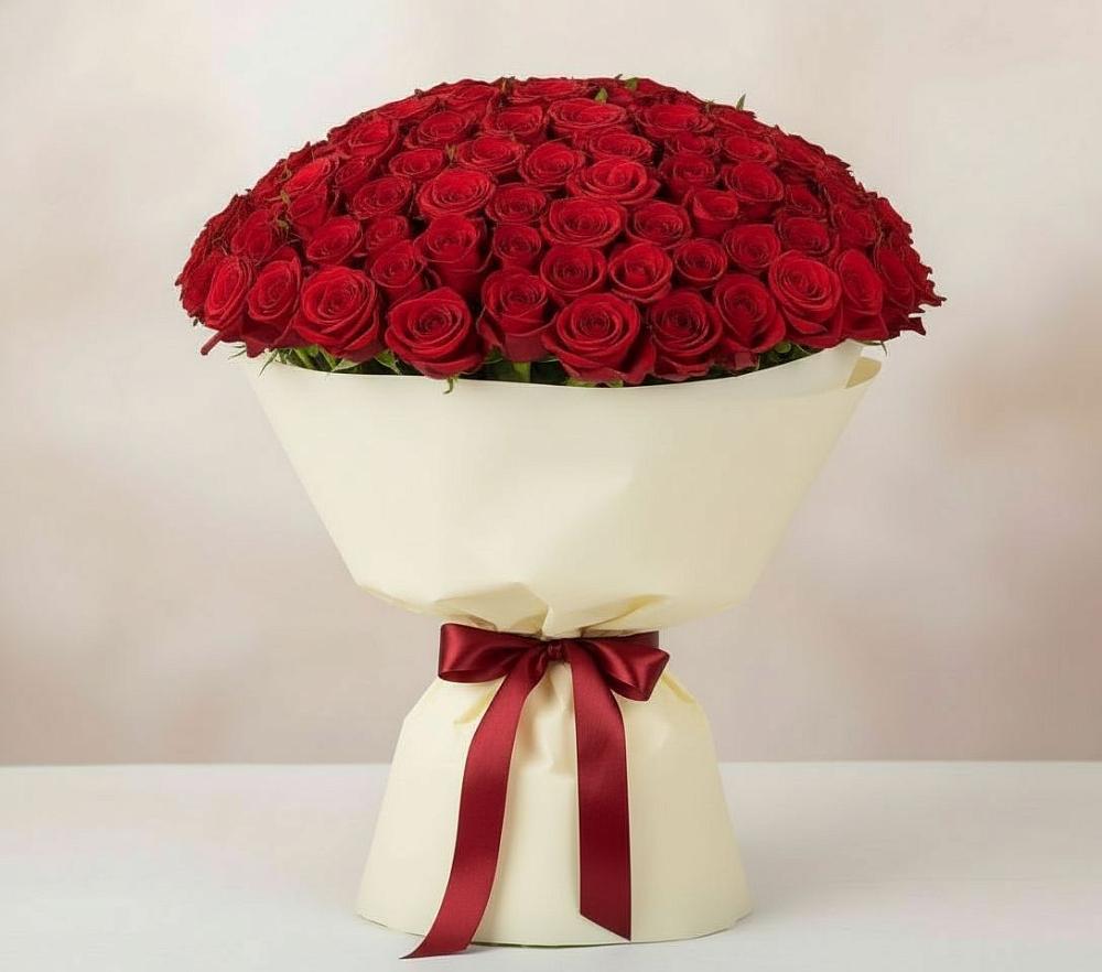 Букет 101 Красная роза Милано в Октябрьский Волгоградской области
