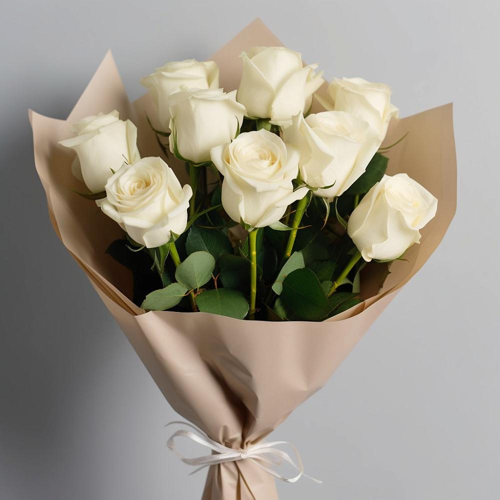 Букет 9 Белых роз Эдлесс Лав в Октябрьский Волгоградской области