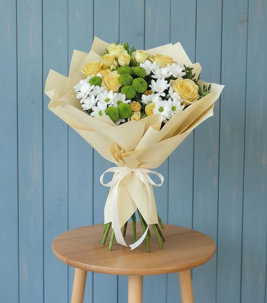 Букет цветов из: Хризантемы и Розы в Октябрьский Волгоградской области