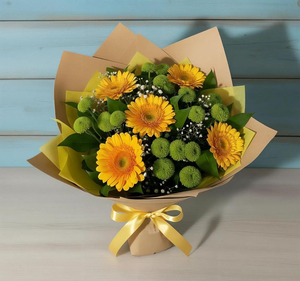 Букет цветов из: Герберы и Хризантемы в Октябрьский Волгоградской области