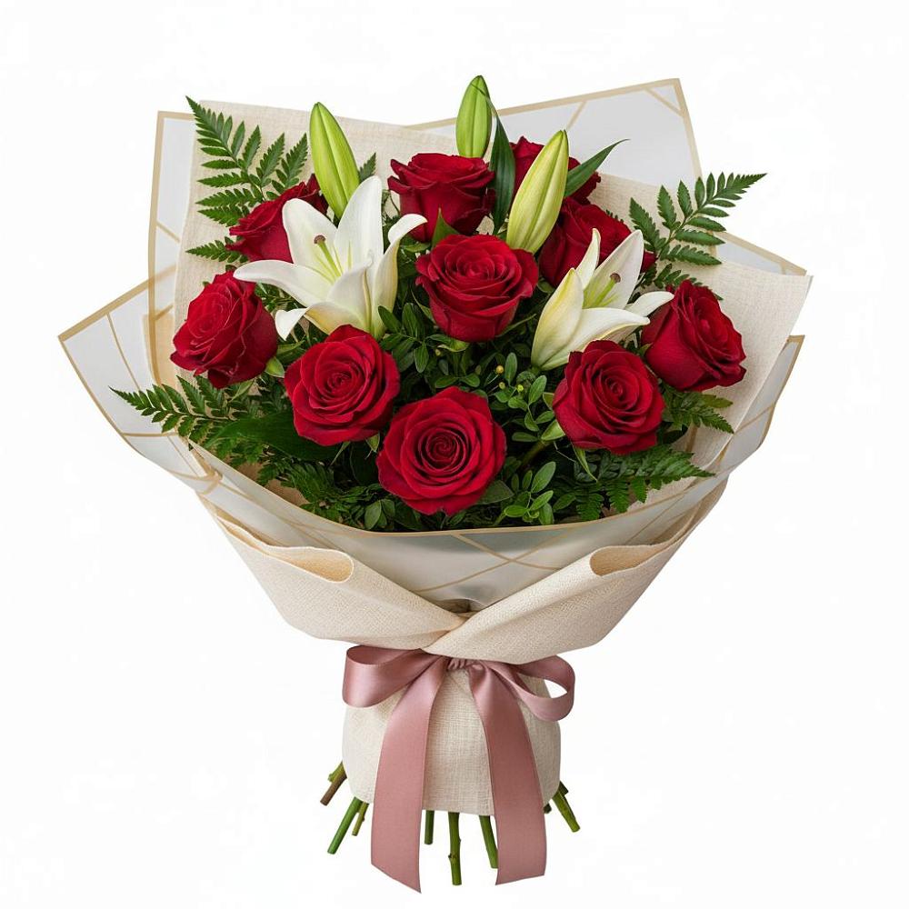 Букет цветов из: Лилии и Розы в Октябрьский Волгоградской области