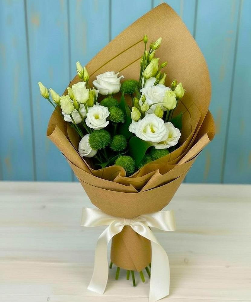 Букет цветов из: Хризантемы и Лизиантусы в Октябрьский Волгоградской области