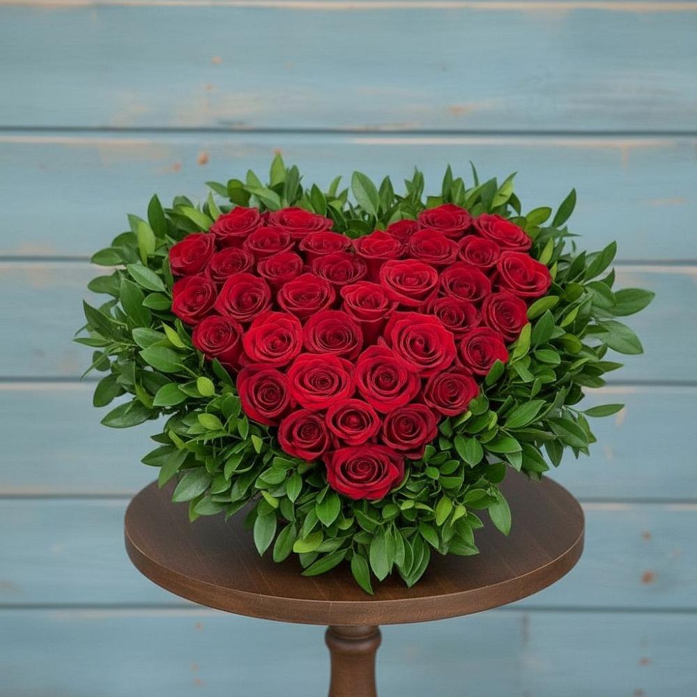 Цветочная композиция из Розы в виде сердца в Октябрьский Волгоградской области