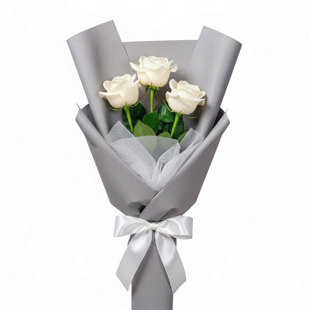 Букет 3 белые розы в Октябрьский Волгоградской области