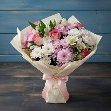 Букет цветов из:  Хризантемы, Альстромерии и Розы в Октябрьский Волгоградской области