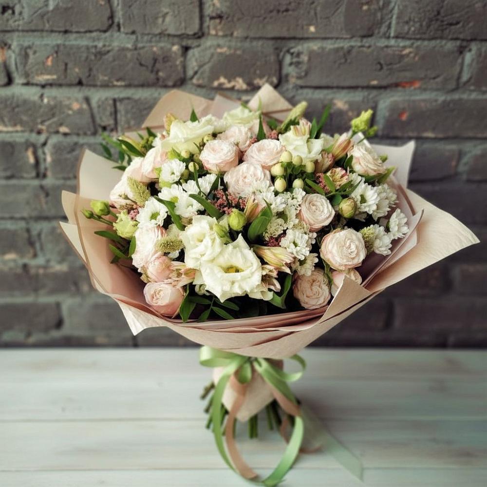 Букет цветов из: Альстромерии, Розы и Хризантемы в Октябрьский Волгоградской области