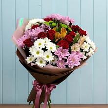 Букет цветов из:  Розы, Хризантемы и Альстромерии в Октябрьский Волгоградской области