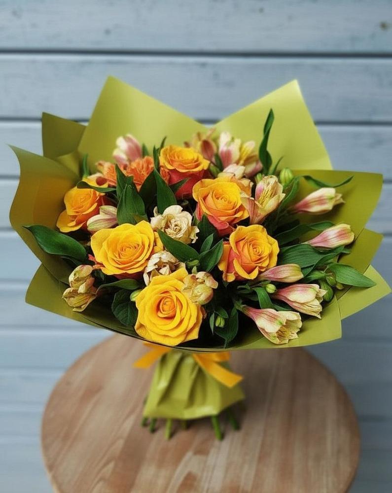 Букет цветов из: Альстромерии и Розы в Октябрьский Волгоградской области